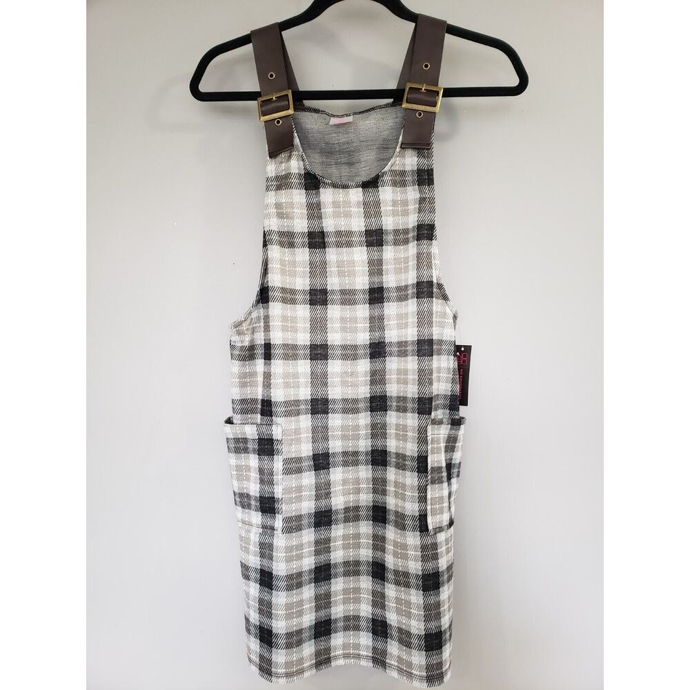 NEW FAUX LEATHER STRAPS Plaid Y2K Dress Medium 90's Catholic School Girl Prep